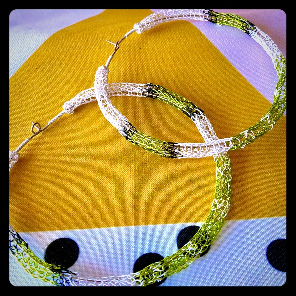 2.5” Handmade Egyptian Wire Crocheted Earrings